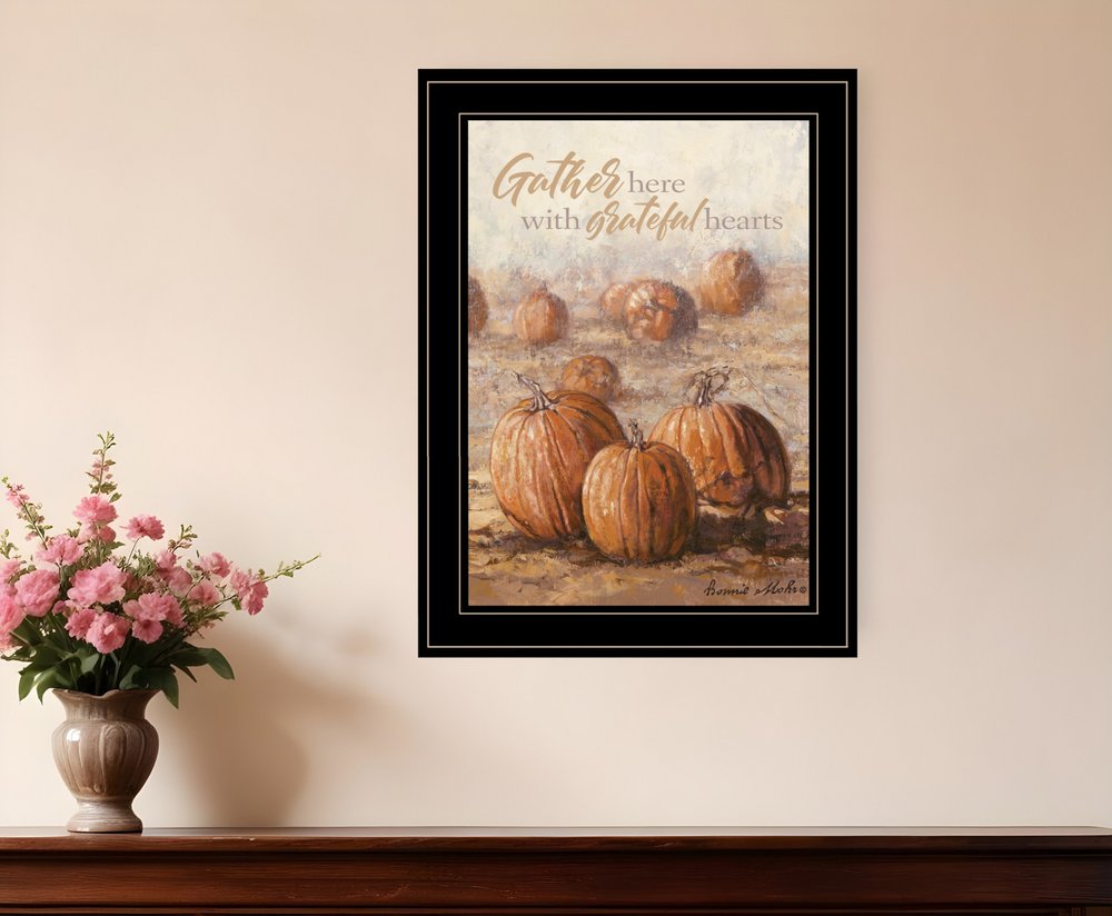 Gather Here with Grateful Hearts 2 Black Framed Print Wall Art HomeRoots