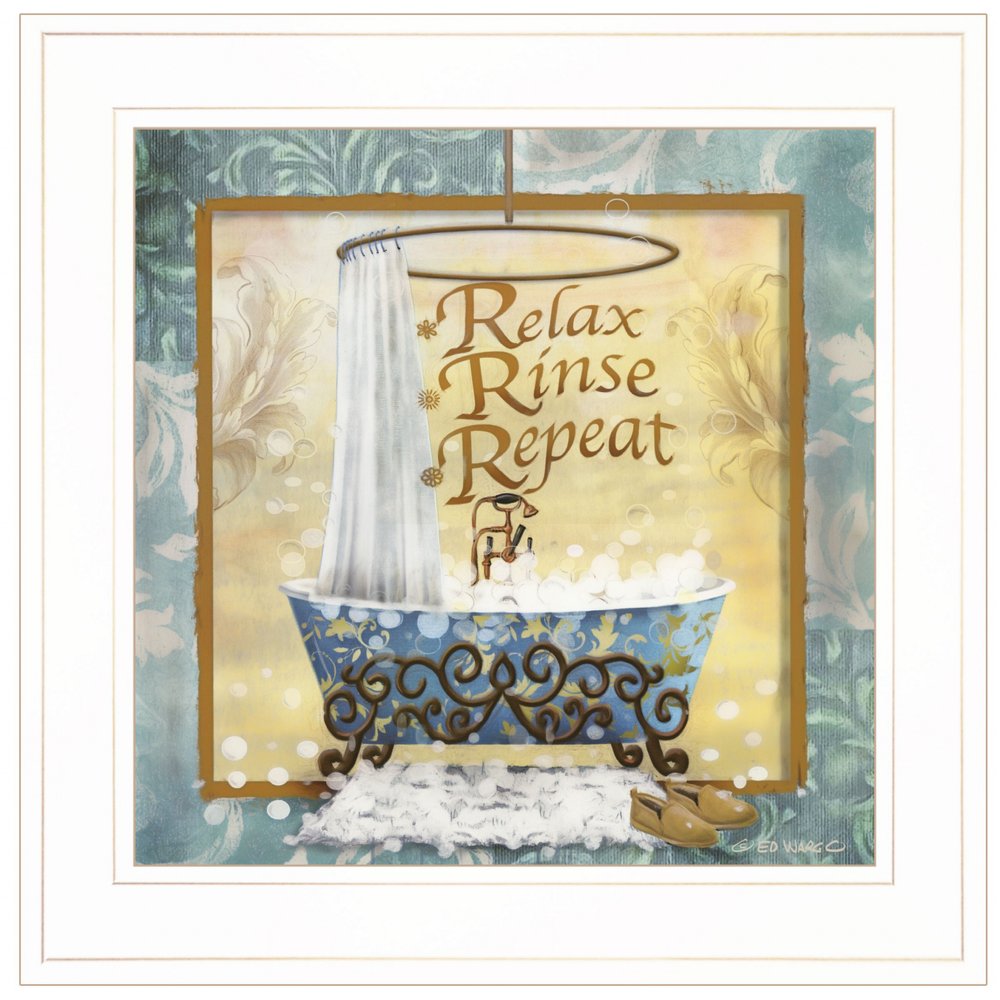 Relax Rinse Repeat 1 White Framed Print Bathroom Wall Art HomeRoots