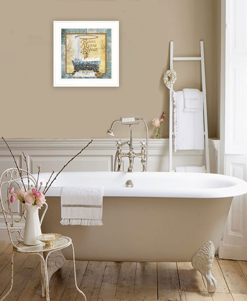 Relax Rinse Repeat 1 White Framed Print Bathroom Wall Art HomeRoots