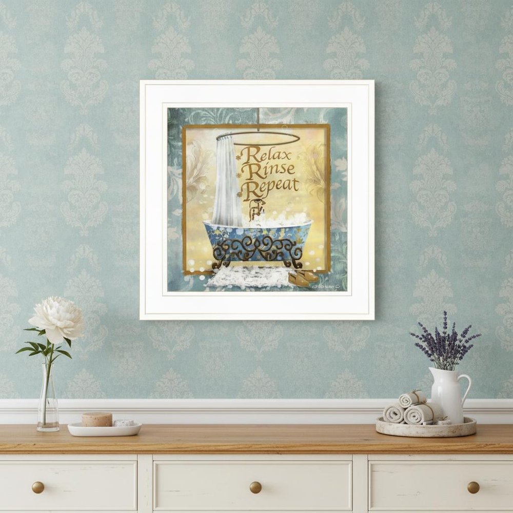 Relax Rinse Repeat 1 White Framed Print Bathroom Wall Art HomeRoots