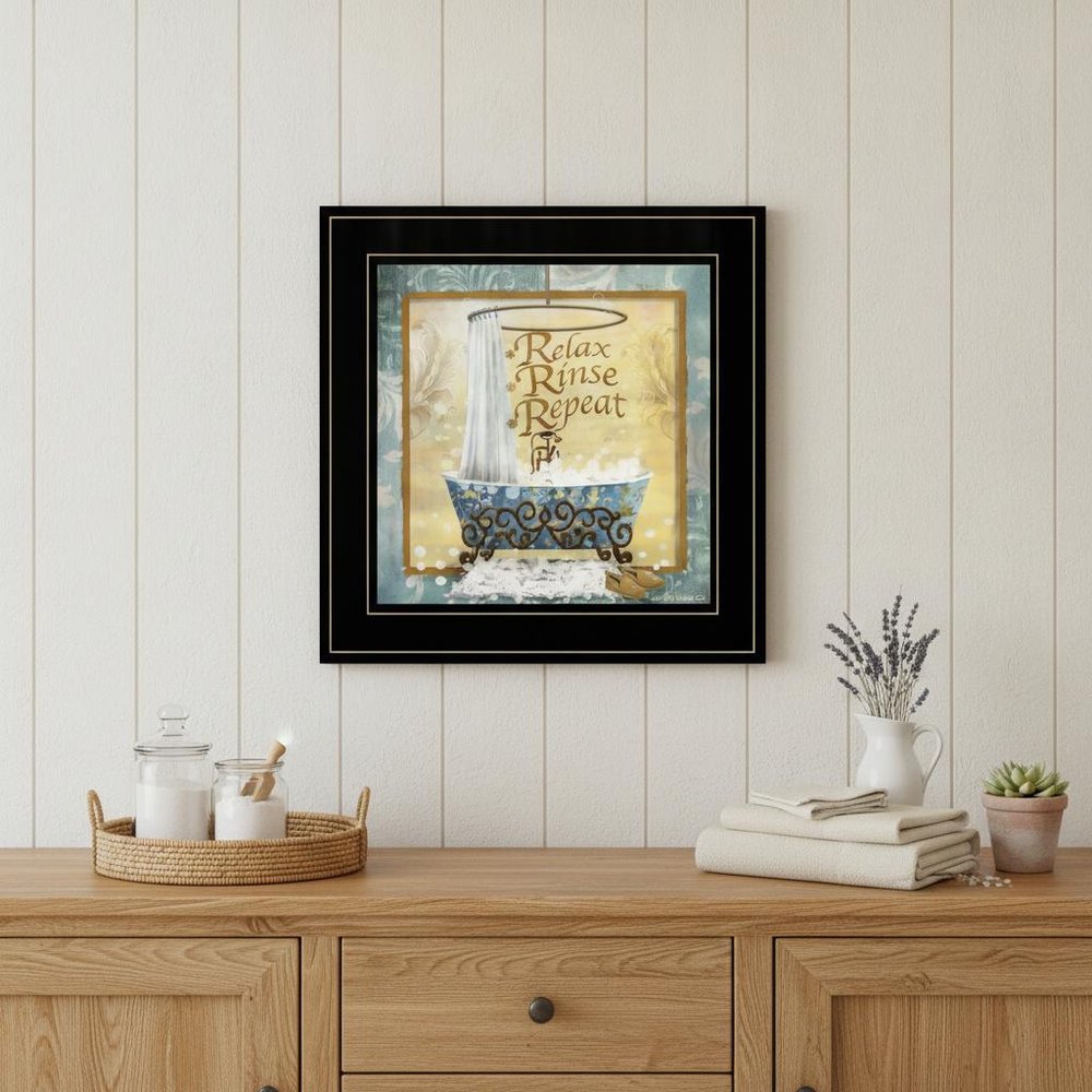 Relax Rinse Repeat 2 Black Framed Print Bathroom Wall Art HomeRoots