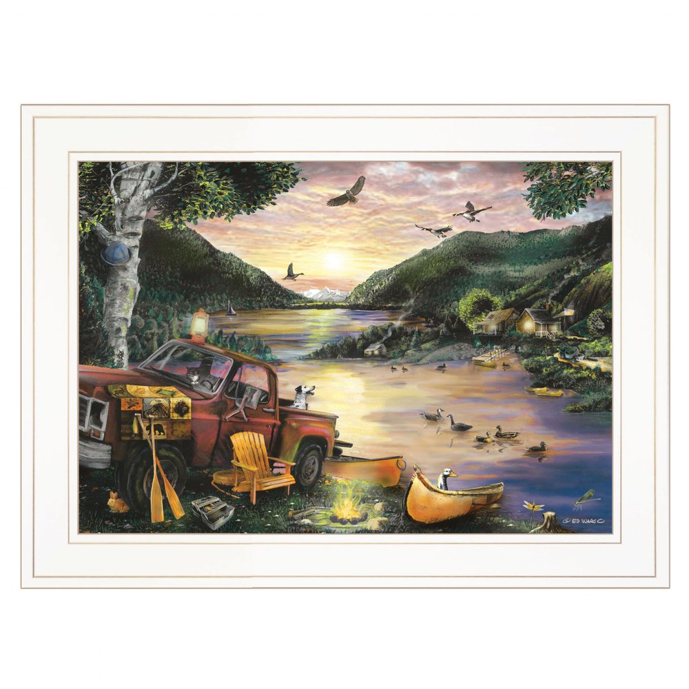 Lakefront Camping I 2 White Framed Print Wall Art HomeRoots