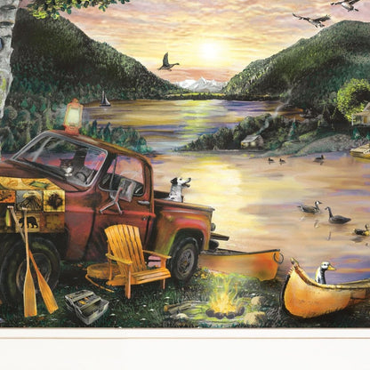 Lakefront Camping I 2 White Framed Print Wall Art HomeRoots