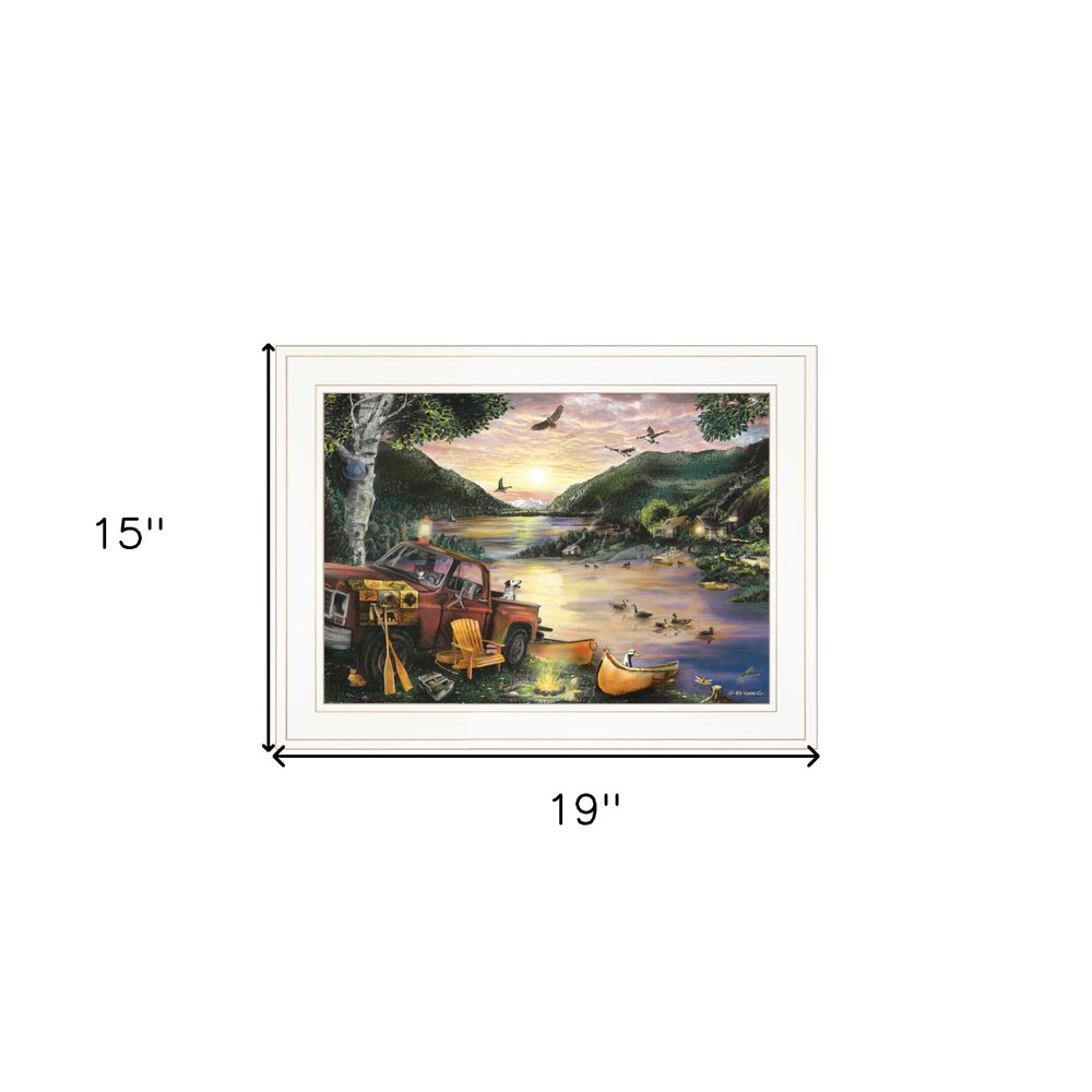 Lakefront Camping I 2 White Framed Print Wall Art HomeRoots