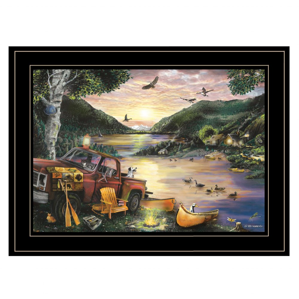 Lakefront Camping I 3 Black Framed Print Wall Art HomeRoots