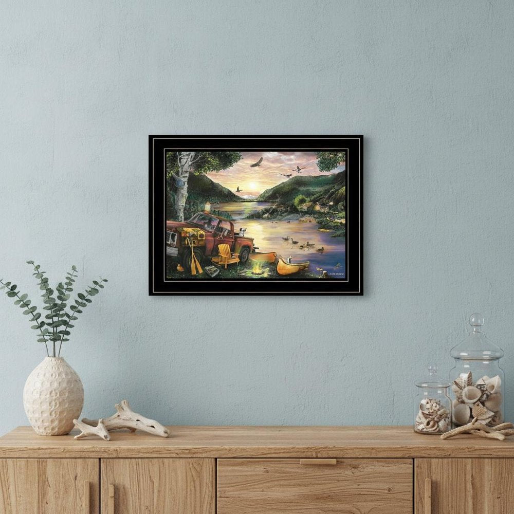 Lakefront Camping I 3 Black Framed Print Wall Art HomeRoots