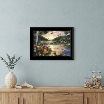 Lakefront Camping I 3 Black Framed Print Wall Art HomeRoots