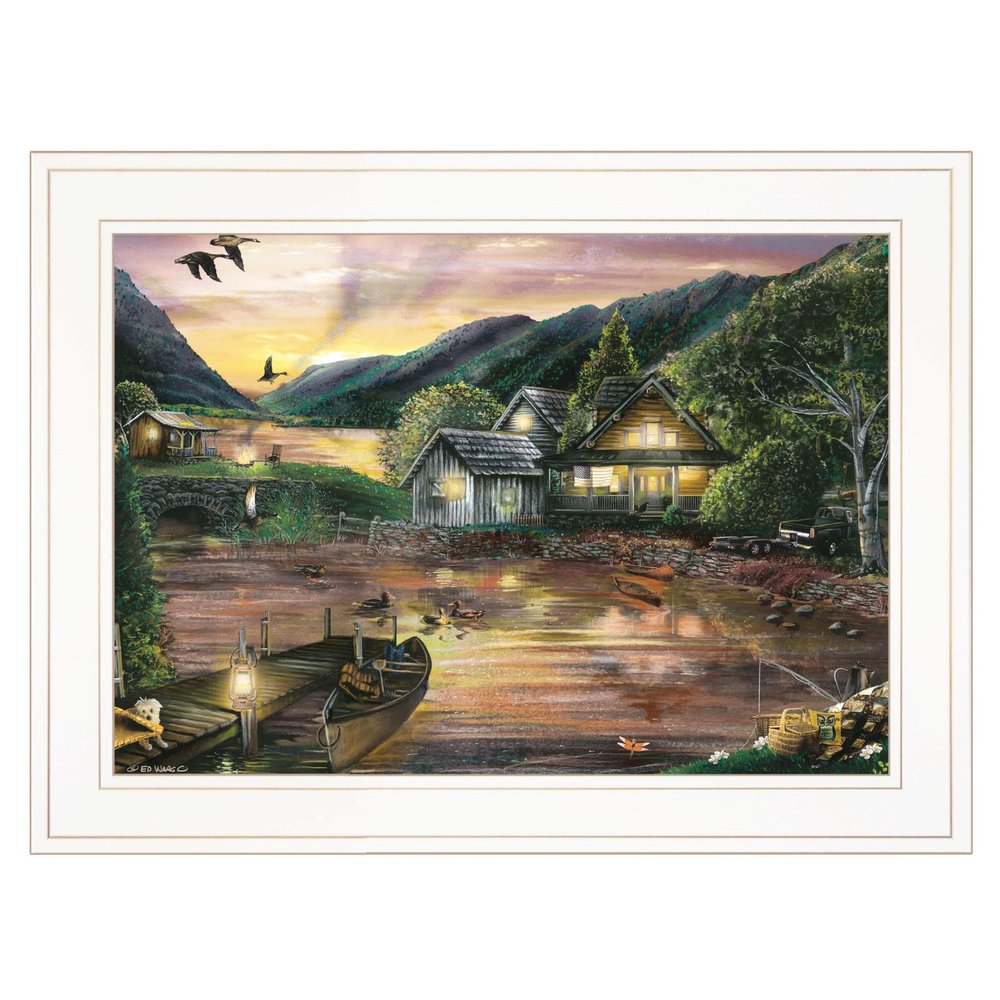 Lakefront Camping II 2 White Framed Print Wall Art HomeRoots