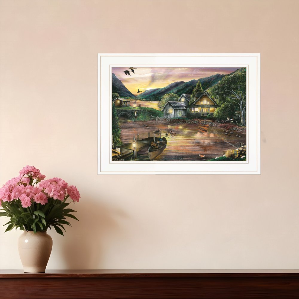 Lakefront Camping II 2 White Framed Print Wall Art HomeRoots