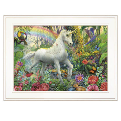 Rainbow Unicorn 2 White Framed Print Wall Art HomeRoots