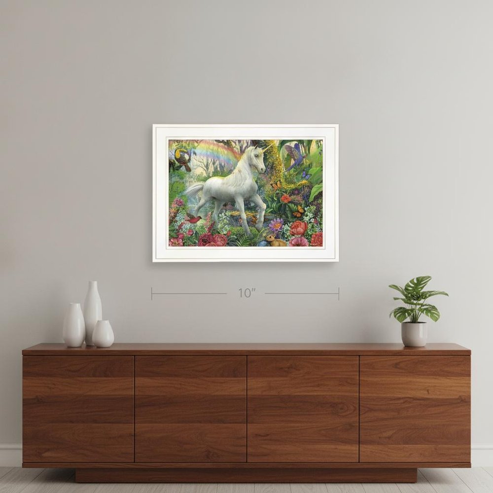 Rainbow Unicorn 2 White Framed Print Wall Art HomeRoots