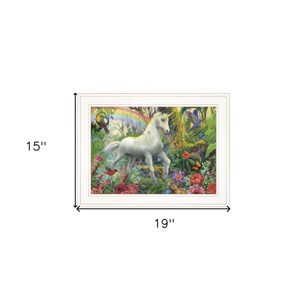 Rainbow Unicorn 2 White Framed Print Wall Art HomeRoots