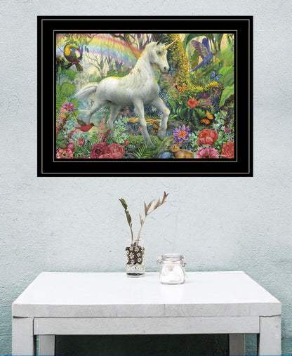 Rainbow Unicorn 3 Black Framed Print Wall Art HomeRoots