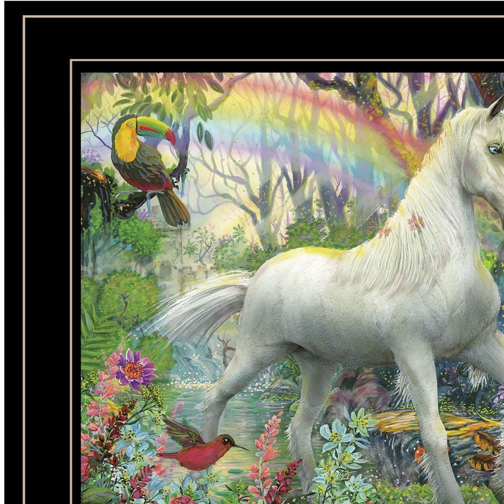 Rainbow Unicorn 3 Black Framed Print Wall Art HomeRoots