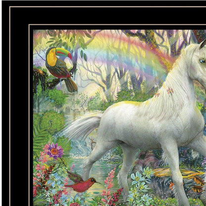 Rainbow Unicorn 3 Black Framed Print Wall Art HomeRoots