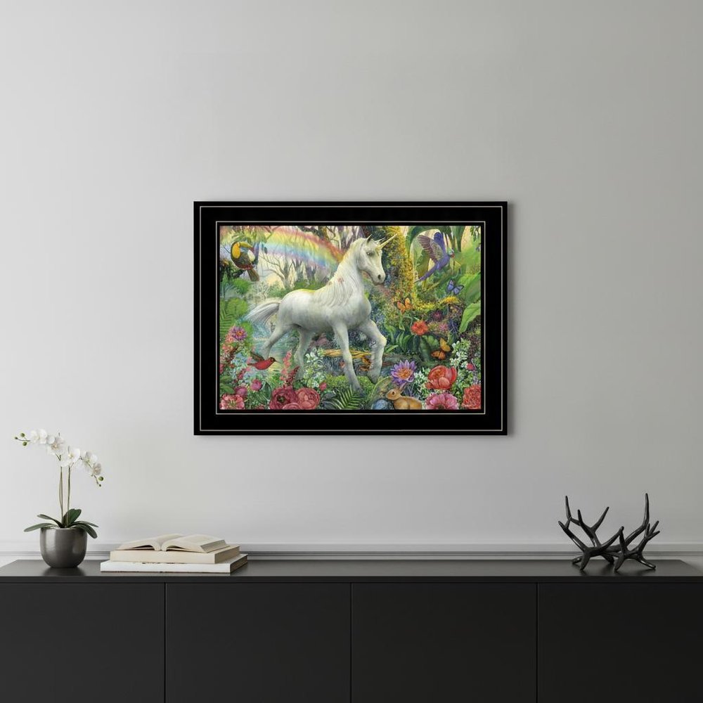 Rainbow Unicorn 3 Black Framed Print Wall Art HomeRoots