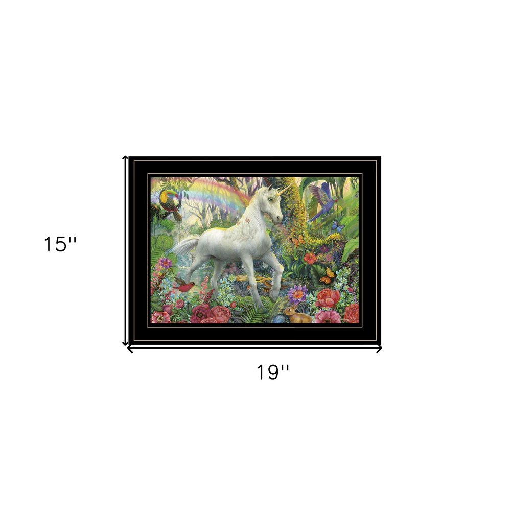Rainbow Unicorn 3 Black Framed Print Wall Art HomeRoots