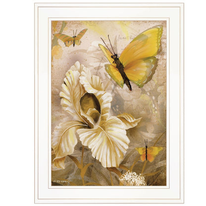 Flowers and Butterflies I 2 White Framed Print Wall Art HomeRoots
