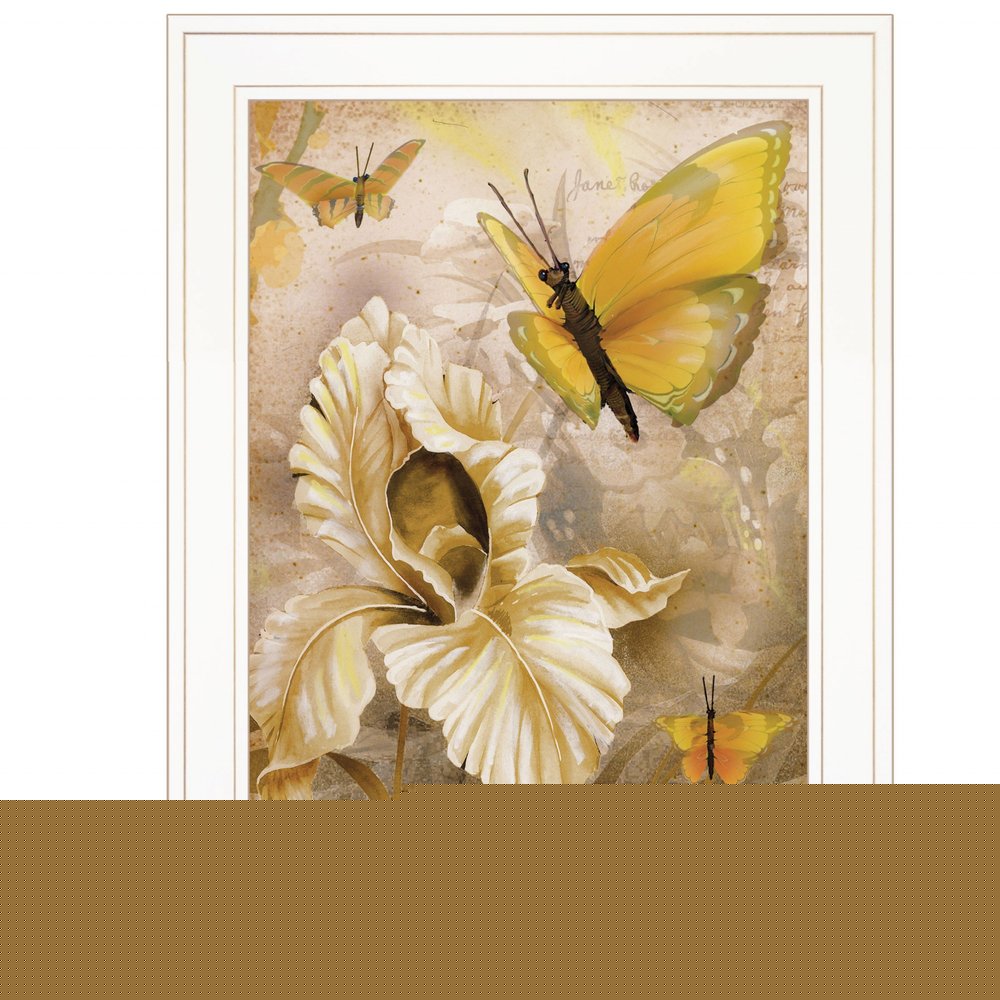 Flowers and Butterflies I 2 White Framed Print Wall Art HomeRoots