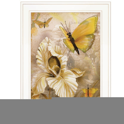 Flowers and Butterflies I 2 White Framed Print Wall Art HomeRoots
