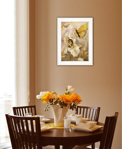 Flowers and Butterflies I 2 White Framed Print Wall Art HomeRoots