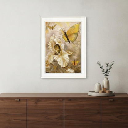 Flowers and Butterflies I 2 White Framed Print Wall Art HomeRoots
