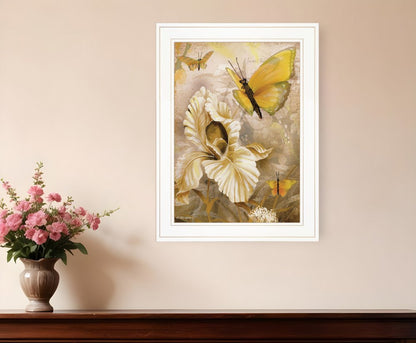 Flowers and Butterflies I 2 White Framed Print Wall Art HomeRoots
