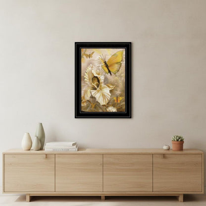 Flowers and Butterflies I 3 Black Framed Print Wall Art HomeRoots