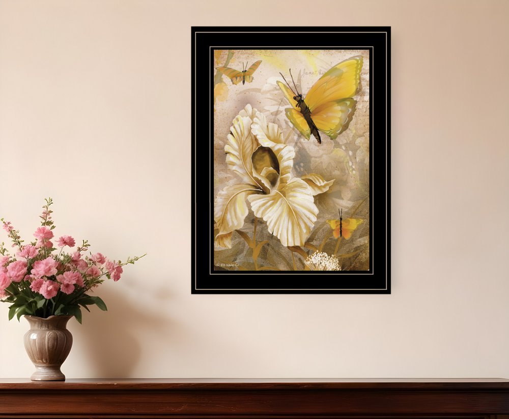 Flowers and Butterflies I 3 Black Framed Print Wall Art HomeRoots