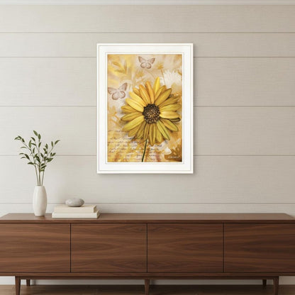 Flowers and Butterflies II 2 White Framed Print Wall Art HomeRoots