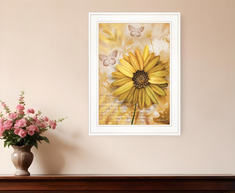 Flowers and Butterflies II 2 White Framed Print Wall Art HomeRoots