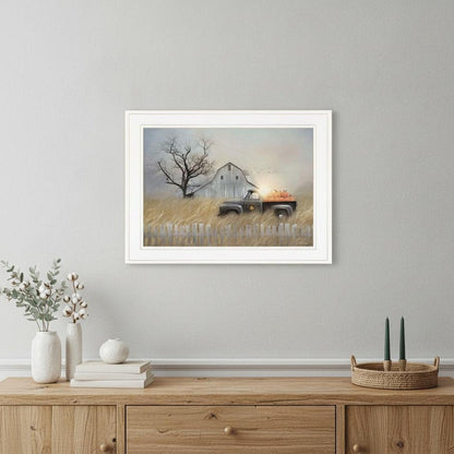 Fall Pumpkin Harvest 2 White Framed Print Kitchen Wall Art
