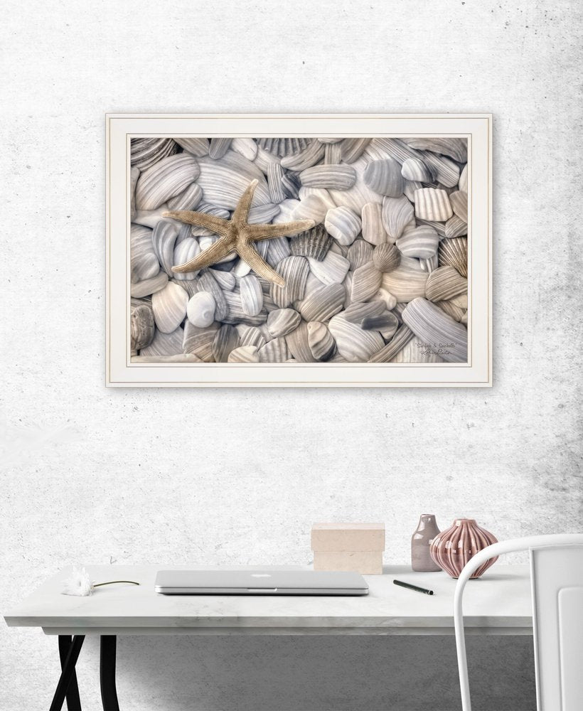 Starfish and Seashells 3 White Framed Print Wall Art — view 2
