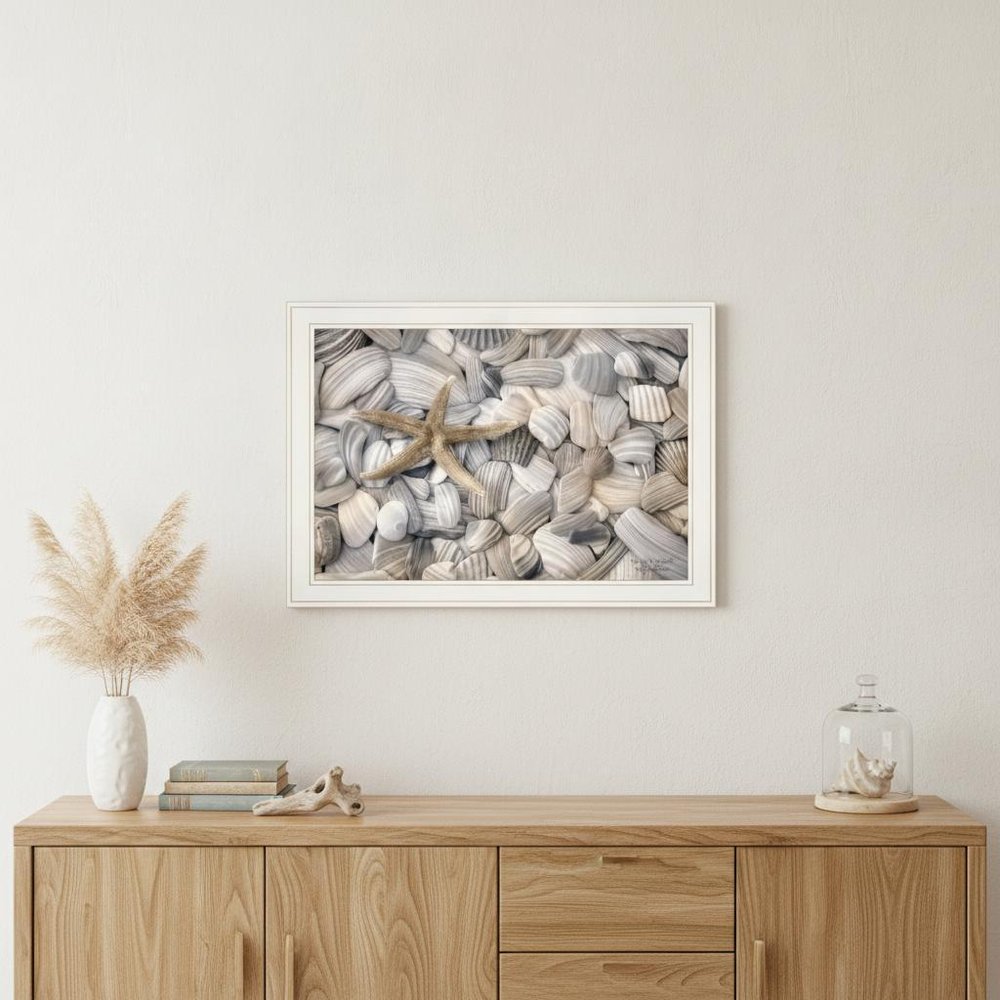 Starfish and Seashells 3 White Framed Print Wall Art — view 6
