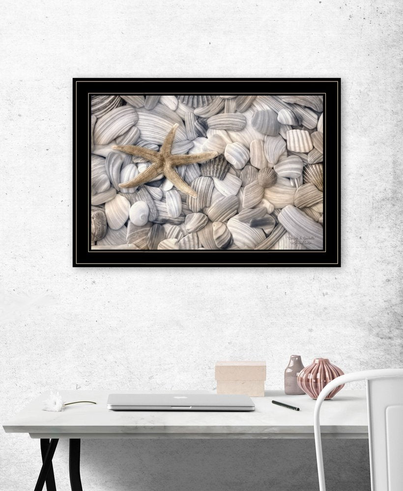 Starfish and Seashells 4 Black Framed Print Wall Art — view 2