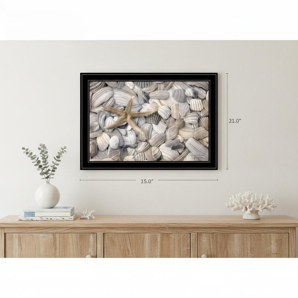 Starfish and Seashells 4 Black Framed Print Wall Art — view 6