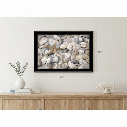 Starfish and Seashells 4 Black Framed Print Wall Art