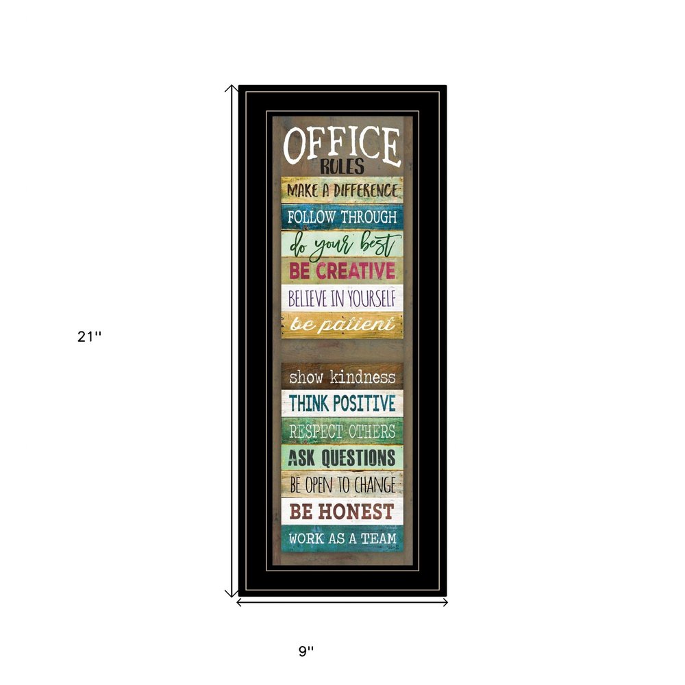 Office Rules 3 Black Framed Print Wall Art — view 5