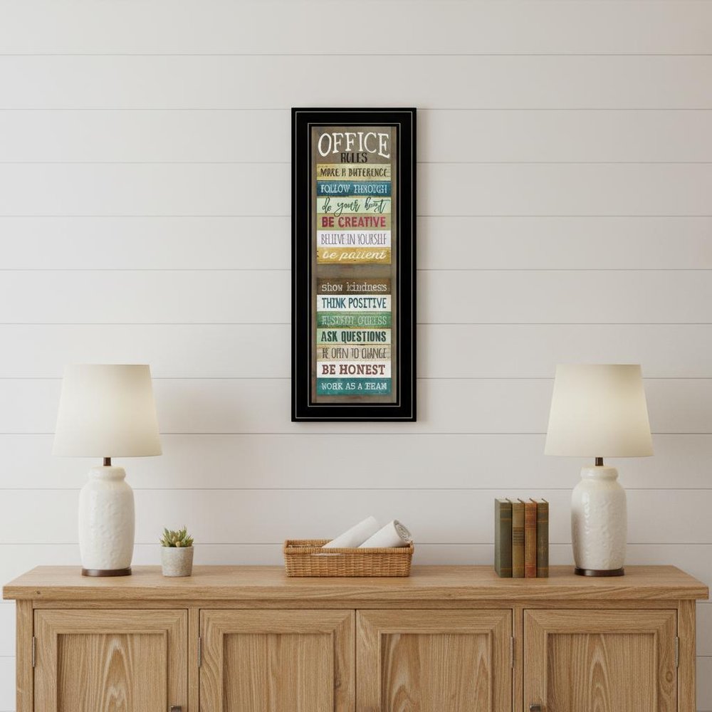 Office Rules 3 Black Framed Print Wall Art — view 6