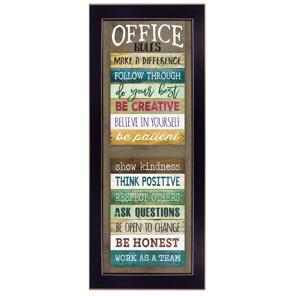 Office Rules 4 Black Framed Print Wall Art — view 1