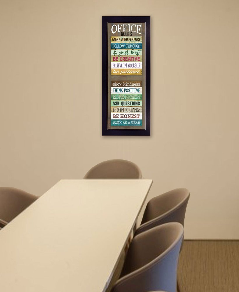 Office Rules 4 Black Framed Print Wall Art — view 2
