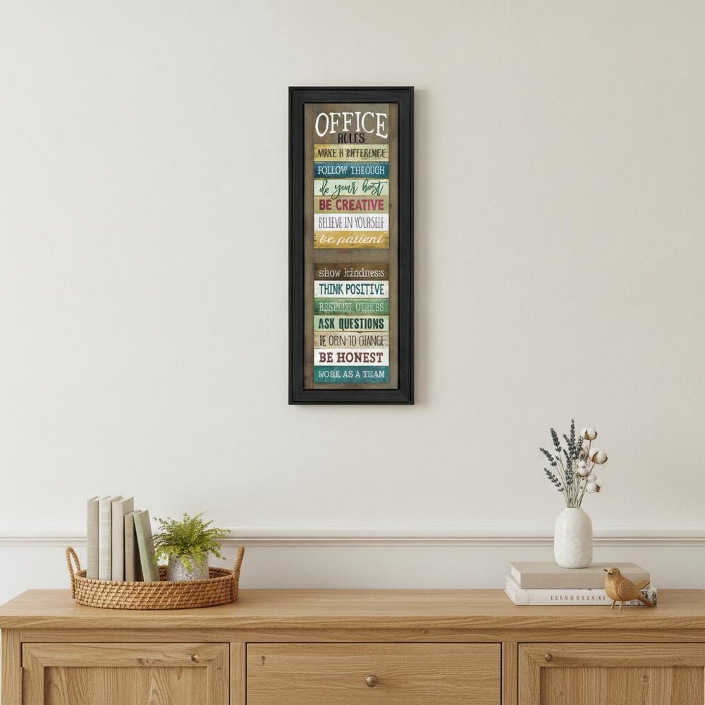Office Rules 5 Black Framed Print Wall Art — view 5