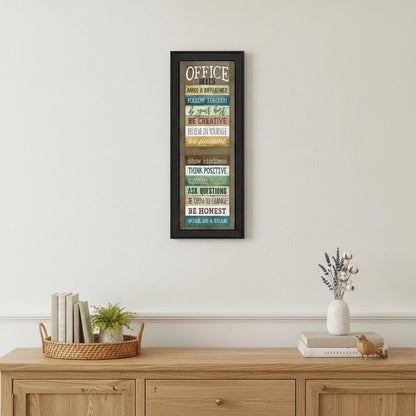 Office Rules 5 Black Framed Print Wall Art