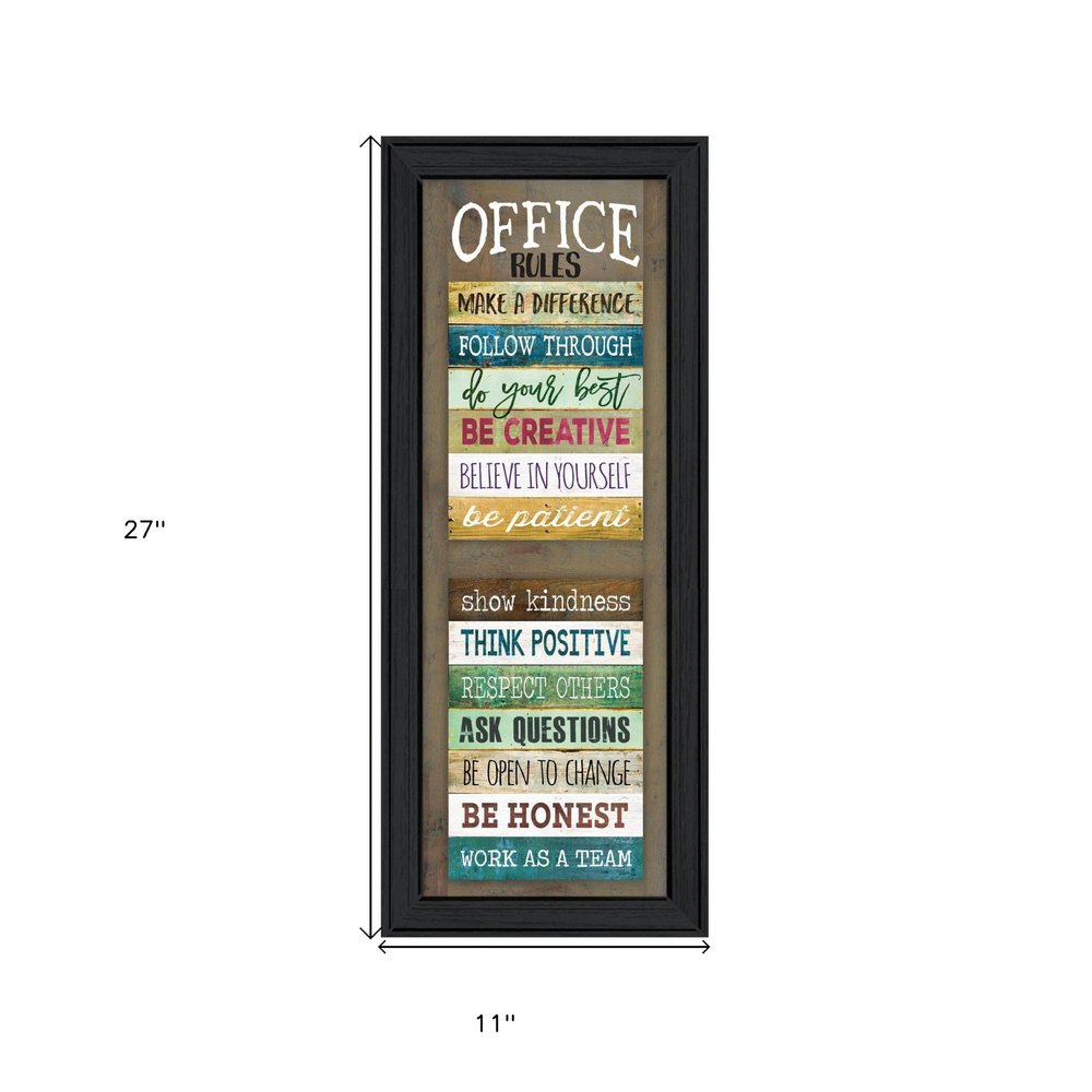 Office Rules 5 Black Framed Print Wall Art — view 4
