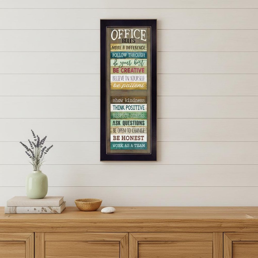 Office Rules 6 Black Framed Print Wall Art — view 5