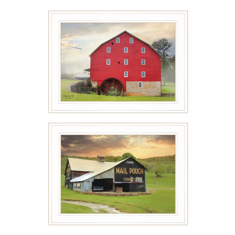 Set Of Two Mail Pouch Barn and Mill 1 White Framed Print Wall Art — view 1