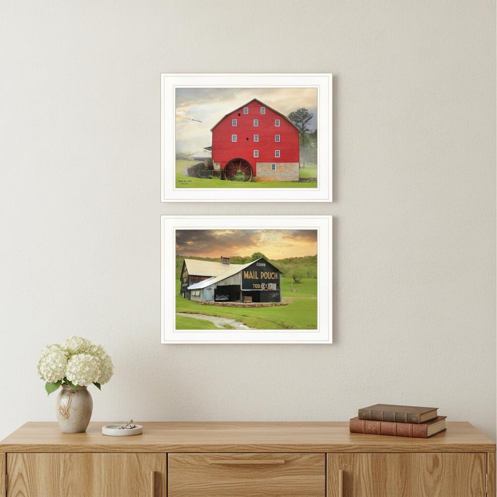 Set Of Two Mail Pouch Barn and Mill 1 White Framed Print Wall Art — view 4
