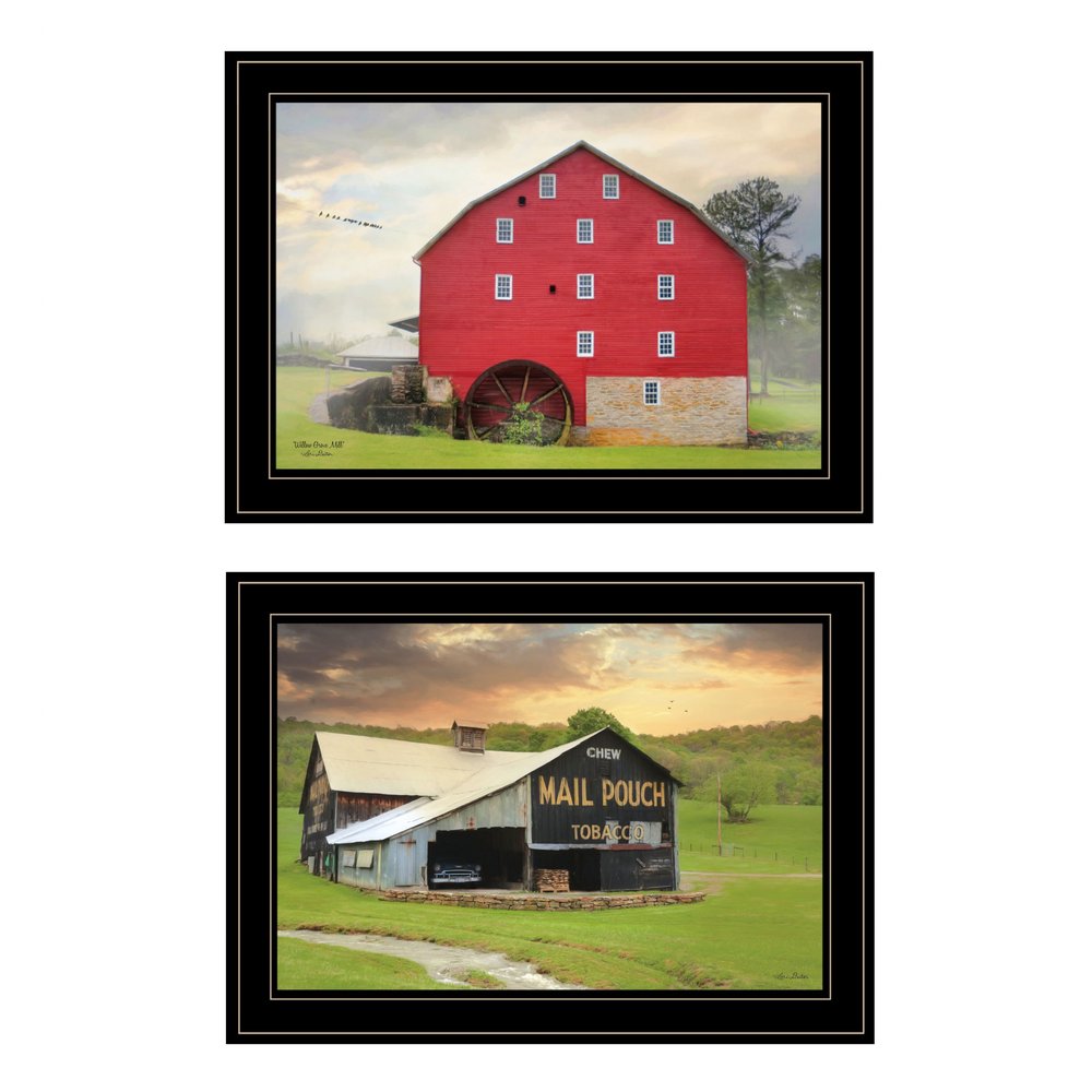 Set Of Two Mail Pouch Barn and Mill 2 Black Framed Print Wall Art — view 1