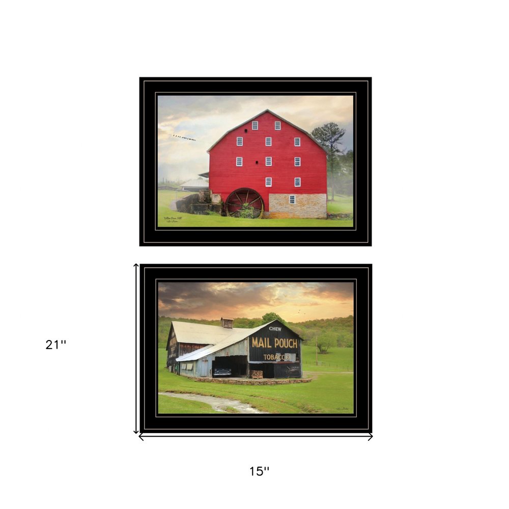 Set Of Two Mail Pouch Barn and Mill 2 Black Framed Print Wall Art — view 3