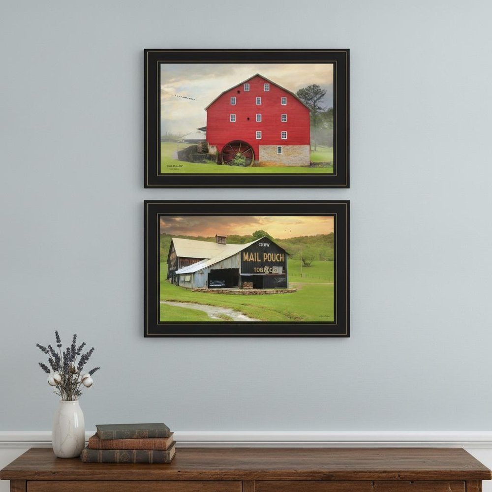 Set Of Two Mail Pouch Barn and Mill 2 Black Framed Print Wall Art — view 4